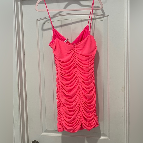 Cicely Mesh Bodycon Dress in Neon Pink - NEW - Picture 2 of 5